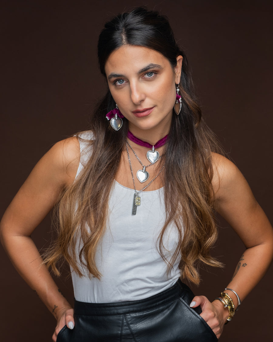 Silver love ray double necklace