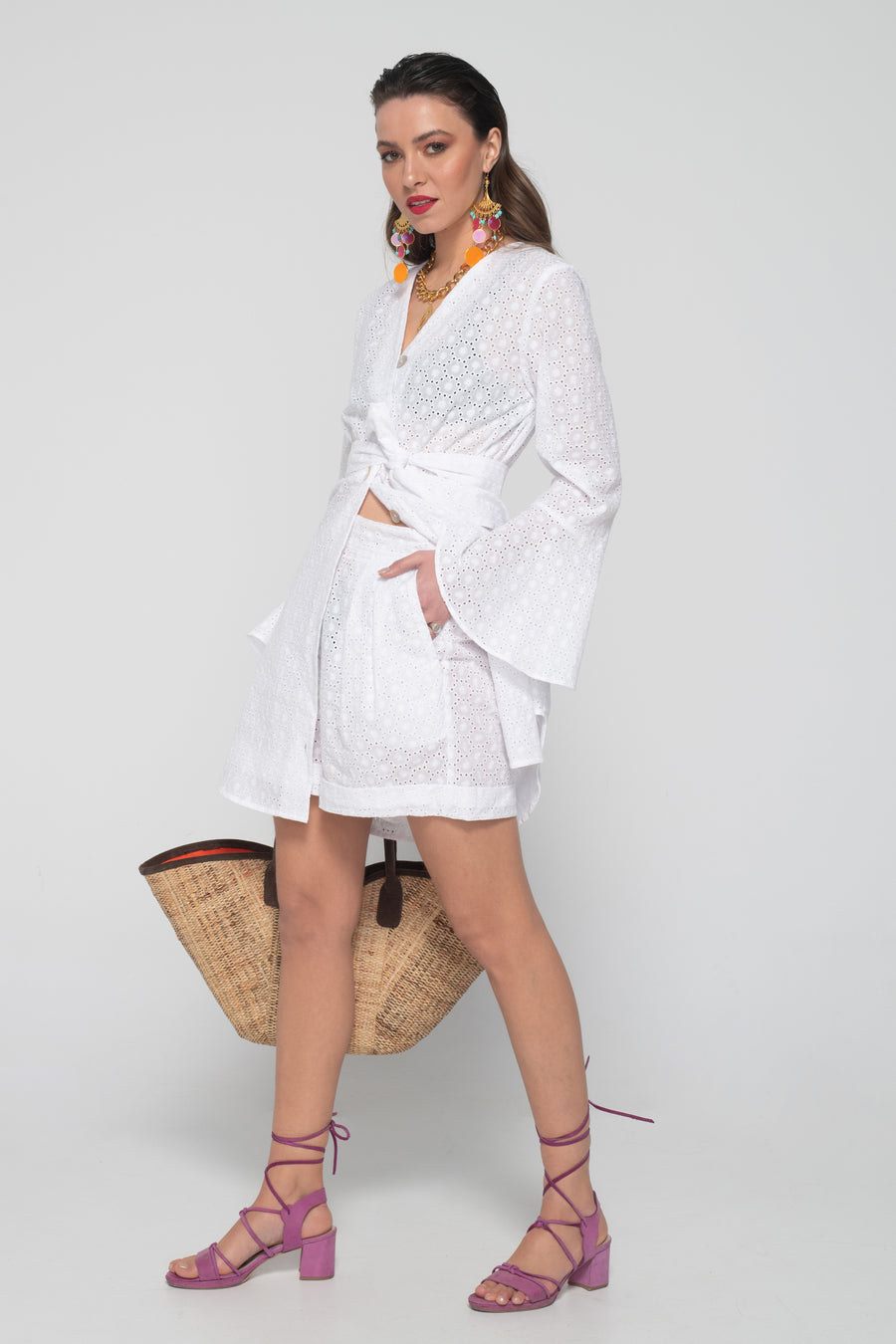Papillon shirt dress (cotton white embroidery)