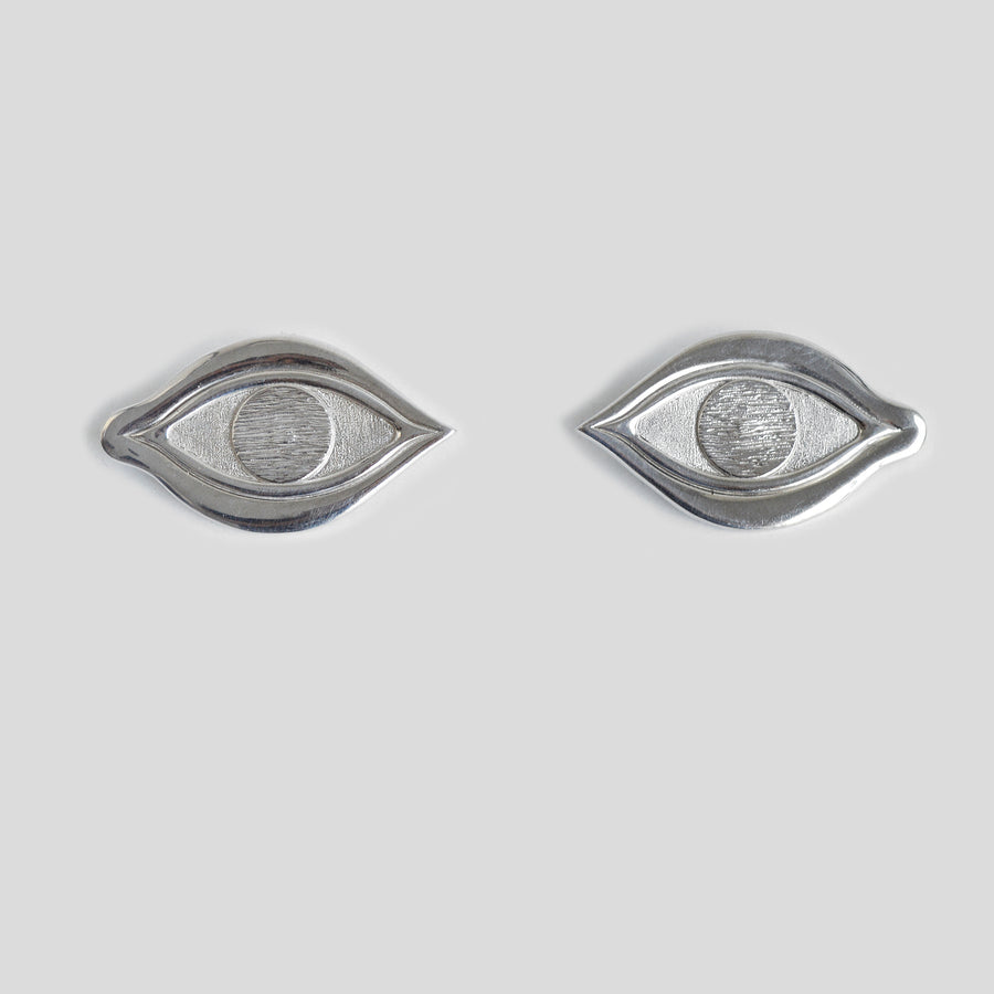 Silver eye earrings