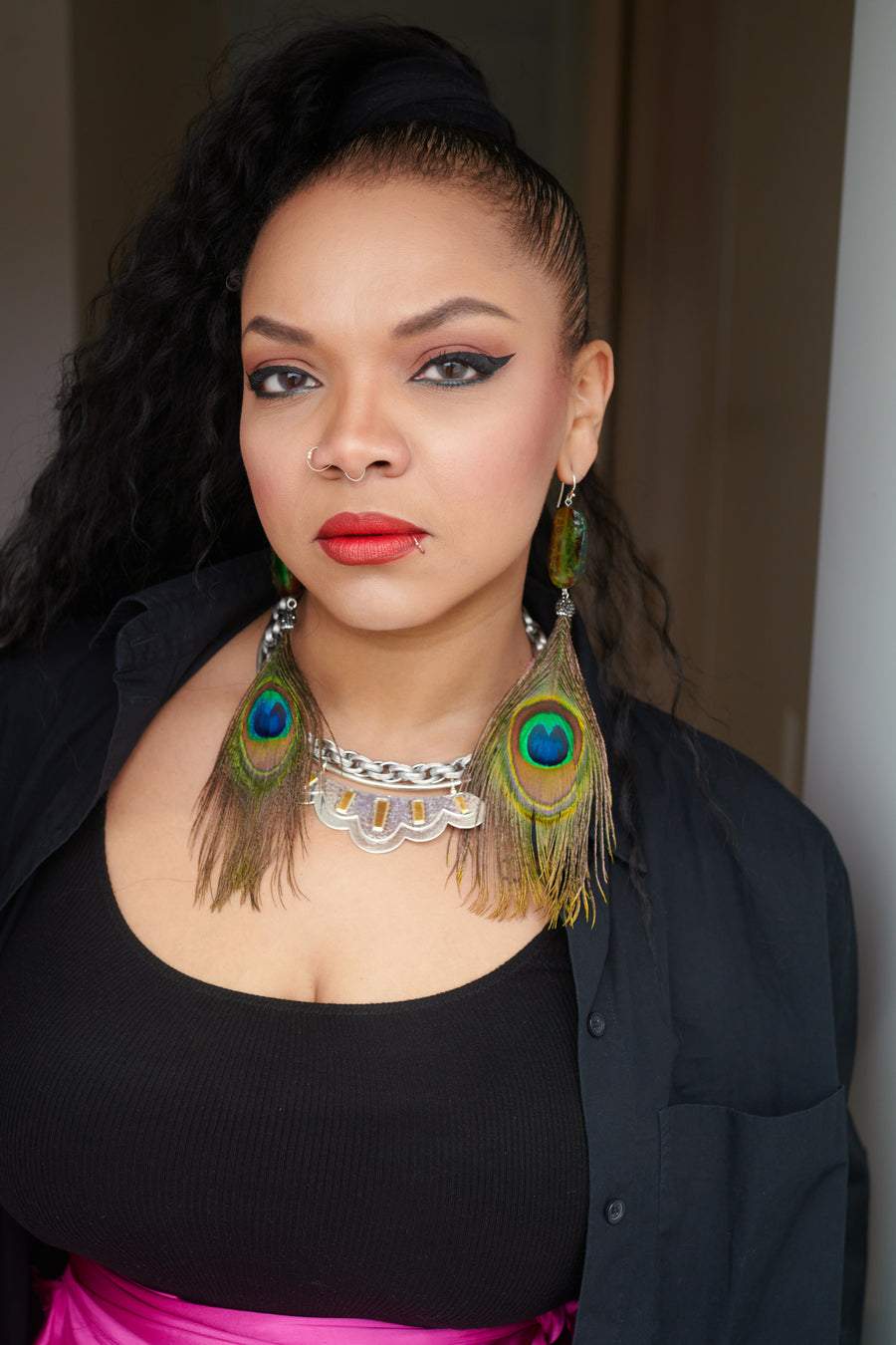 Peacock feather earrings
