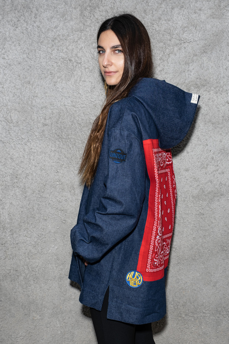 Denim bandana hoodie