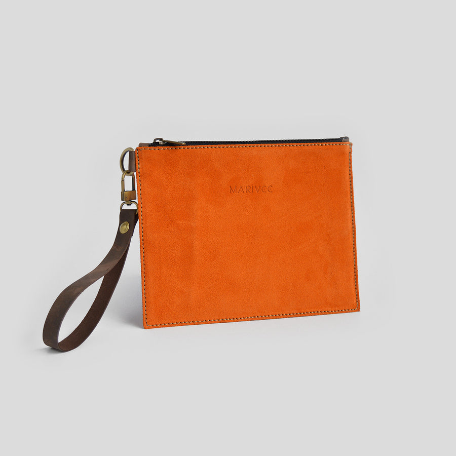 Suede orange clutch