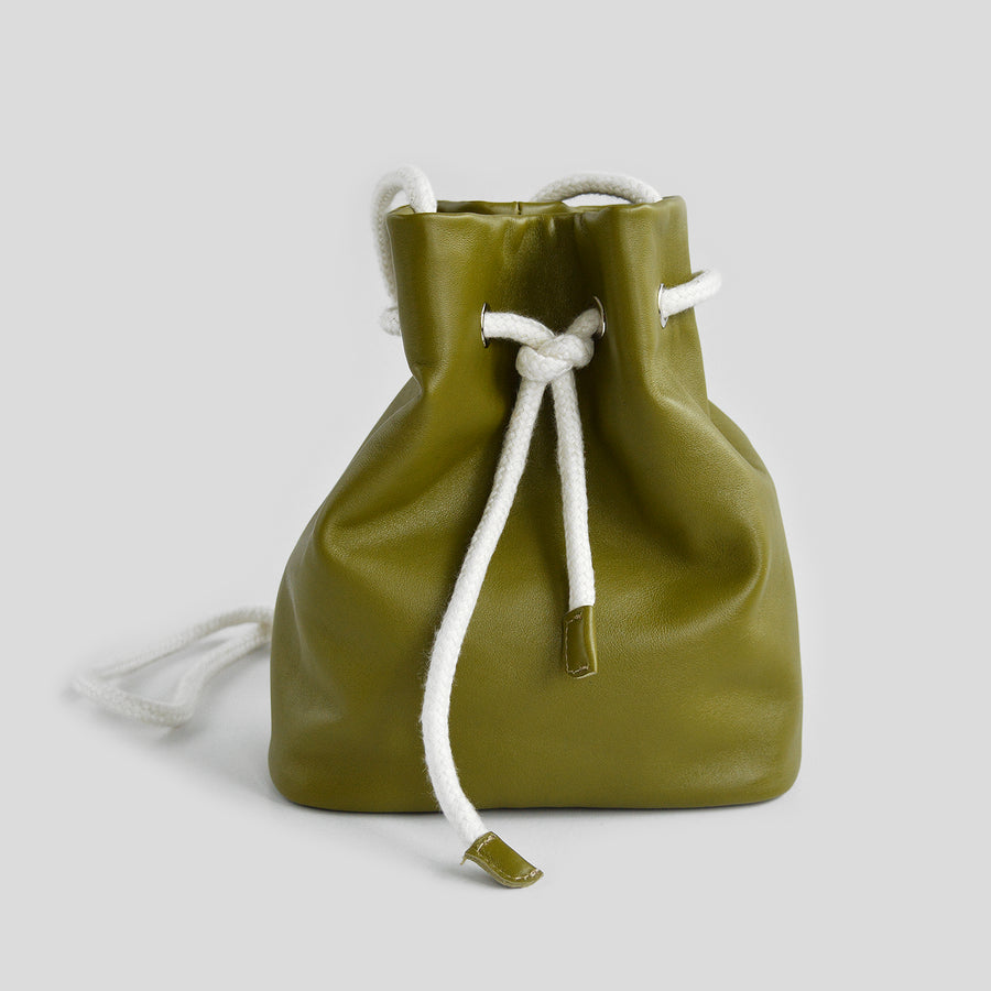 Olive leather pouch