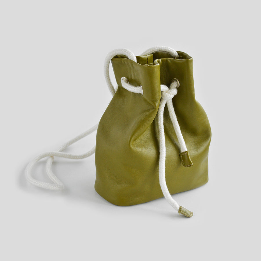 Olive leather pouch