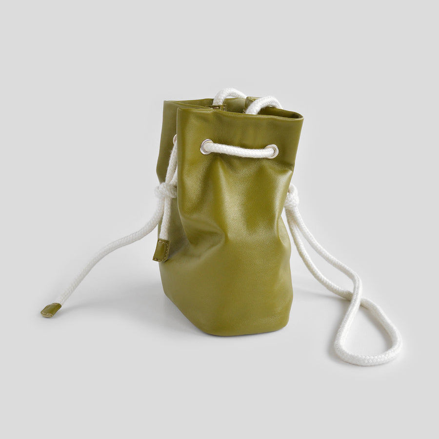 Olive leather pouch