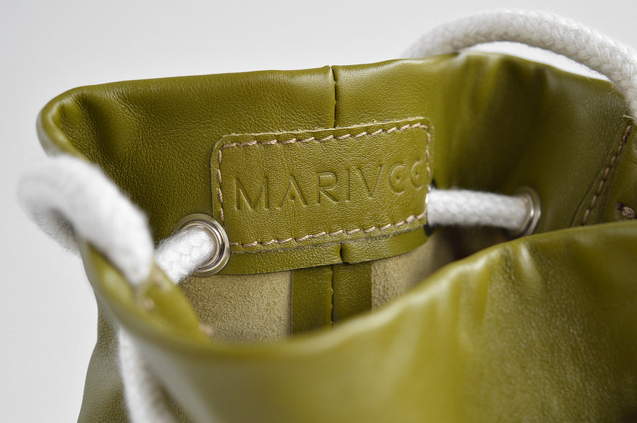 Olive leather pouch