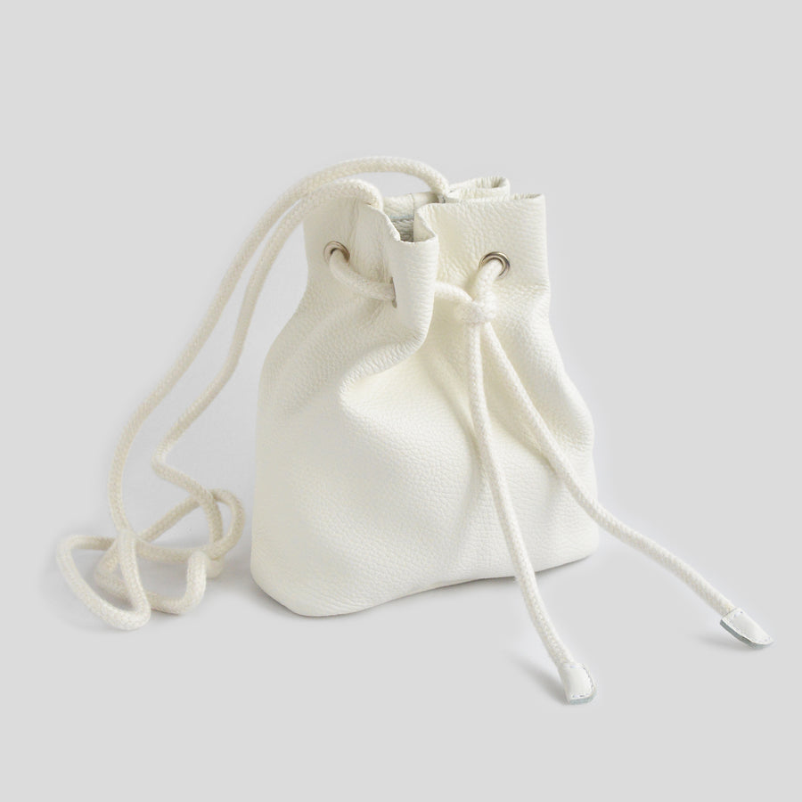 Real leather white pouch