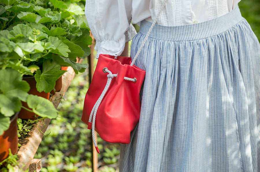 Real leather coral pouch