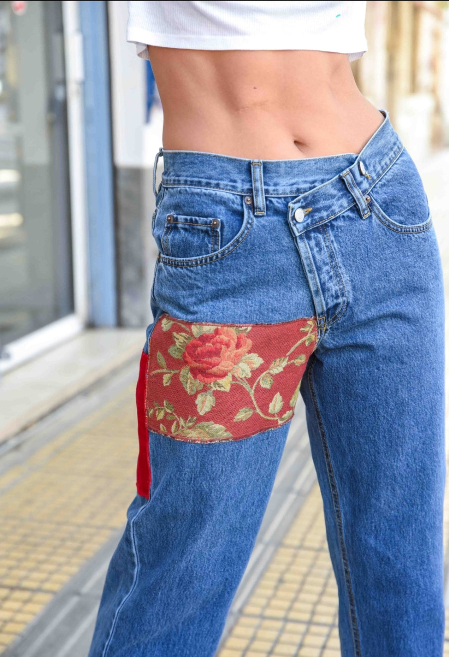 Upcycled Barbara Crooked jeans