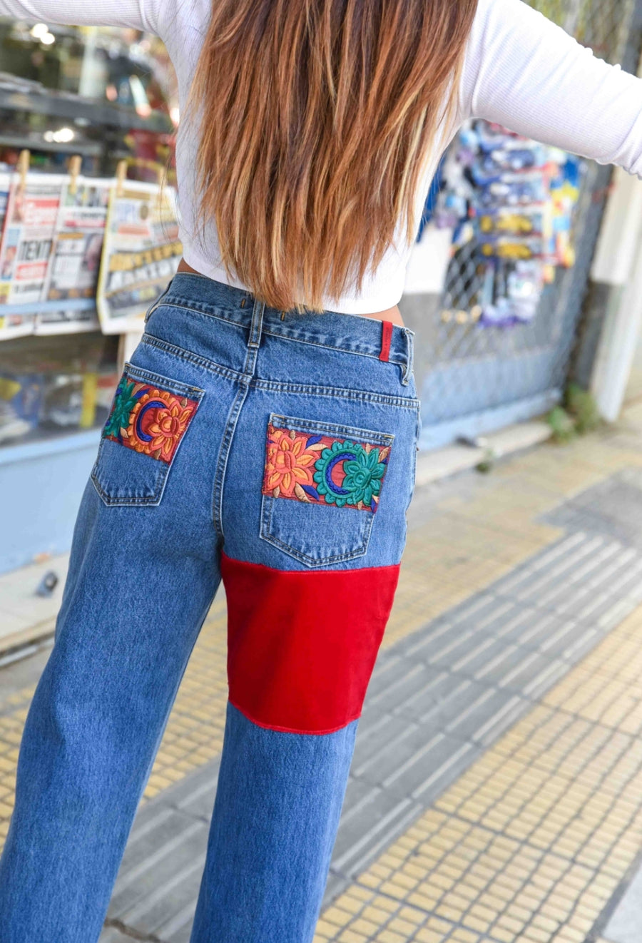 Upcycled Barbara Crooked jeans