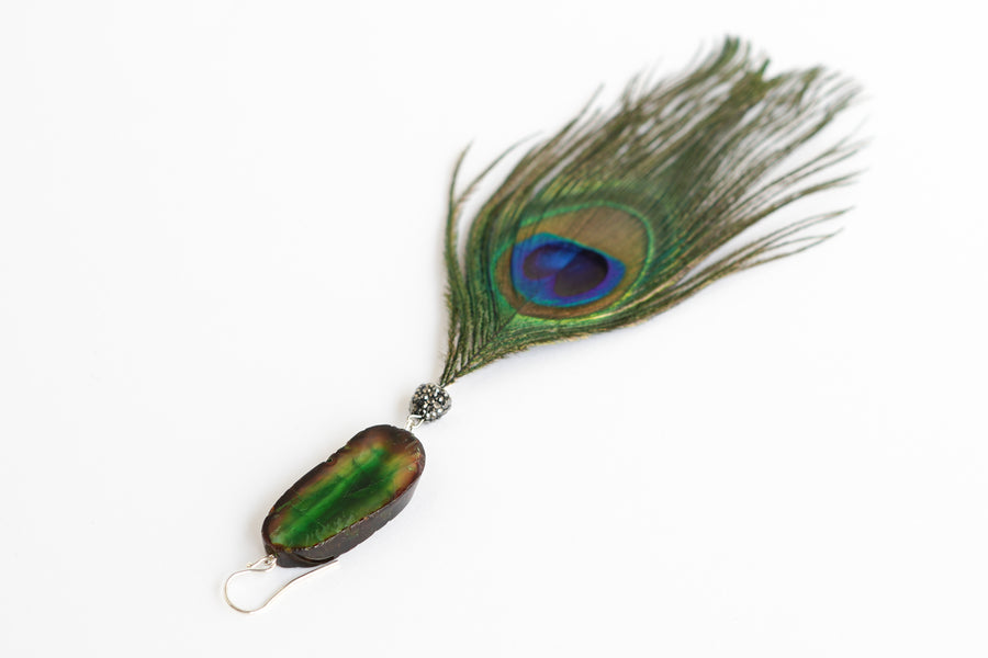 Peacock feather earrings