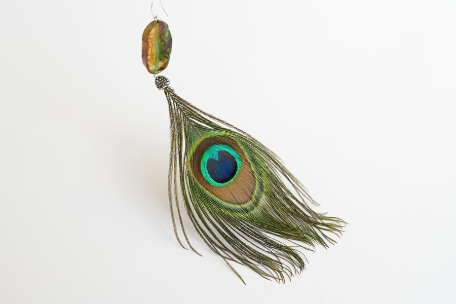 Peacock feather earrings