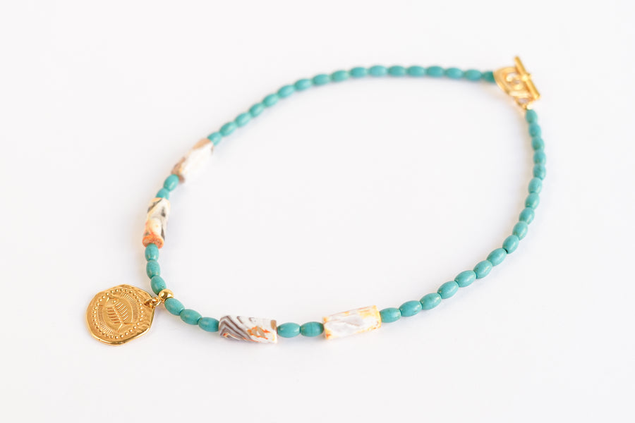 Turquoise fossil necklace