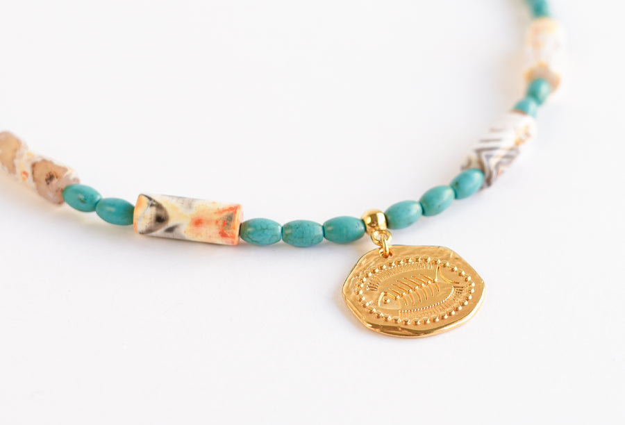 Turquoise fossil necklace