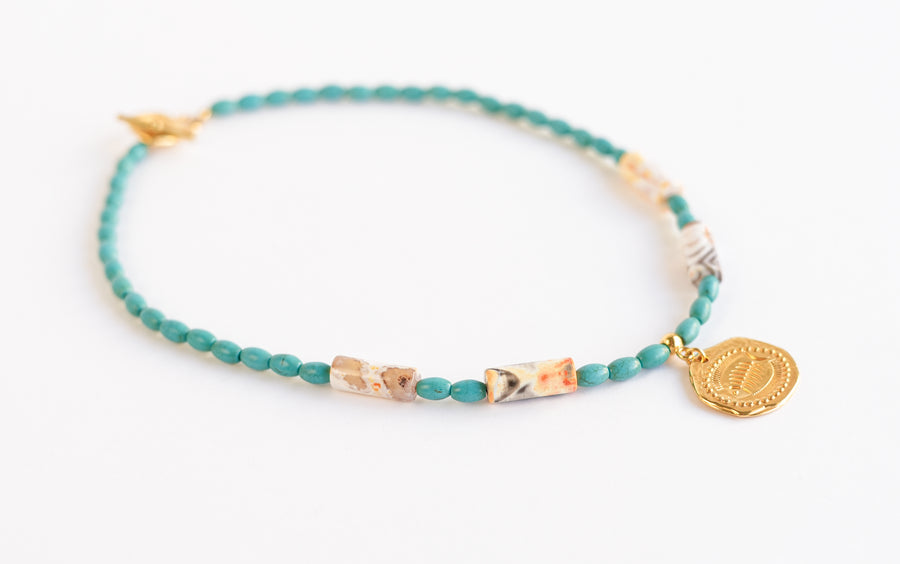 Turquoise fossil necklace