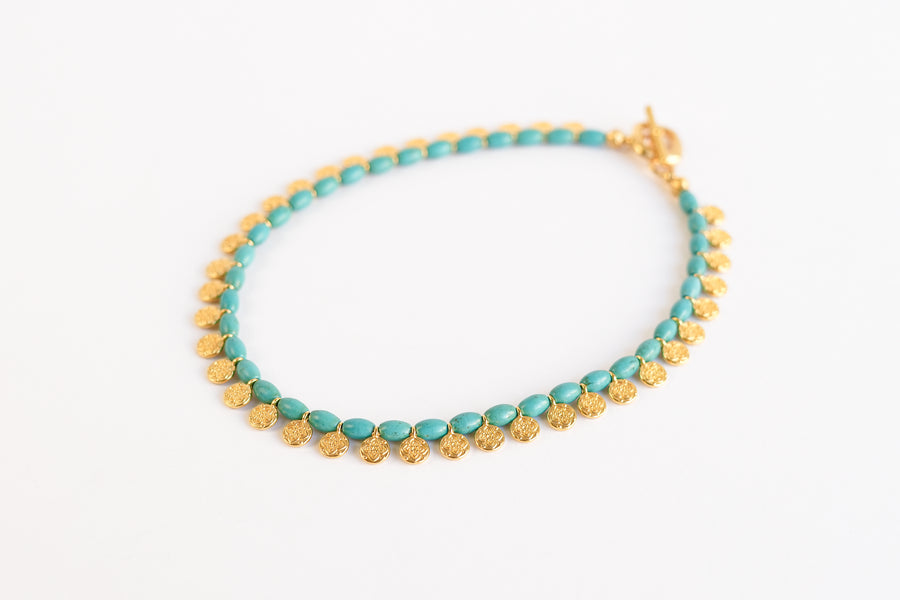 Turquoise coin necklace