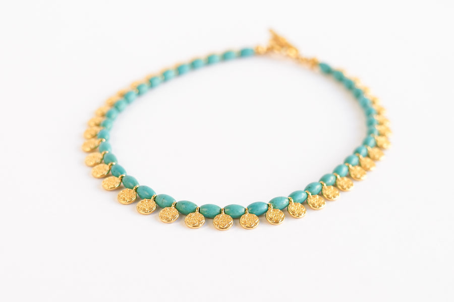 Turquoise coin necklace