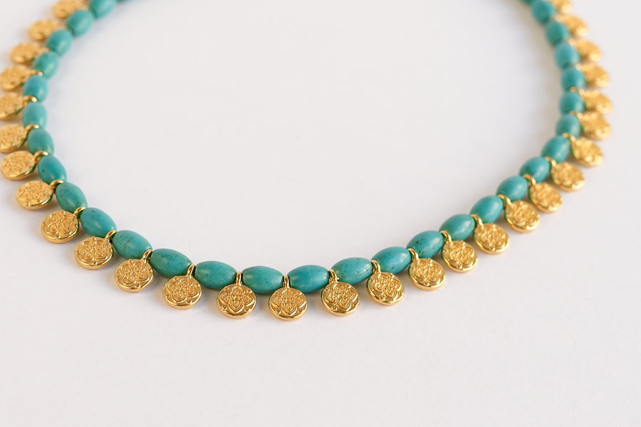 Turquoise coin necklace