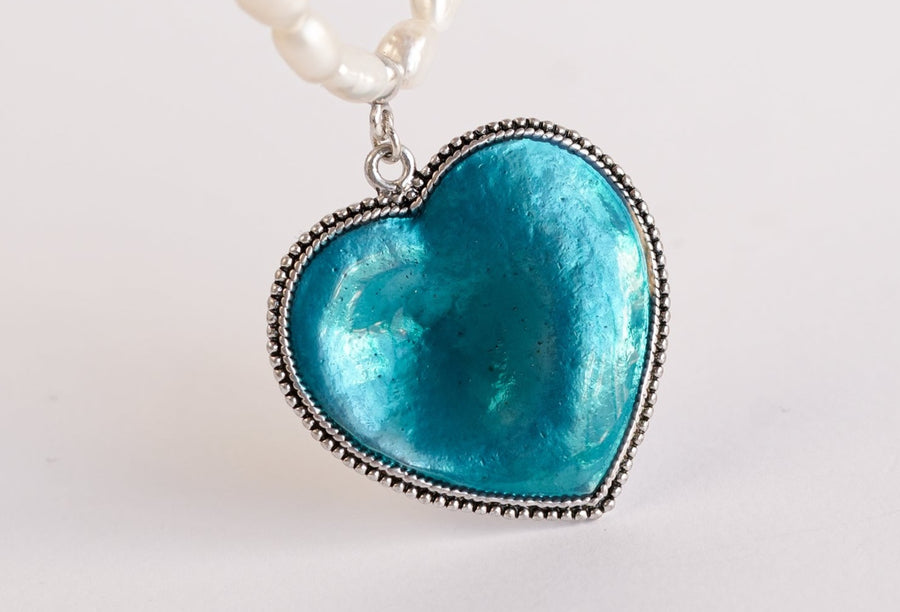 Deep in colors heart earrings (turquoise)