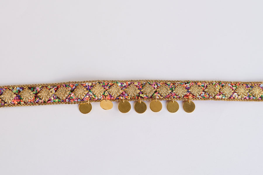 Flashy world coin choker gold
