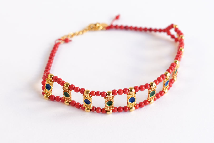 Corallium red choker