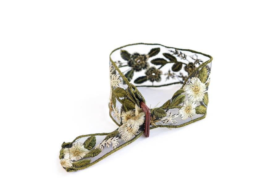 Summer skin belt choker (olive flowers)