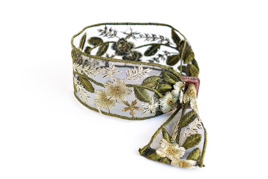 Summer skin belt choker (olive flowers)