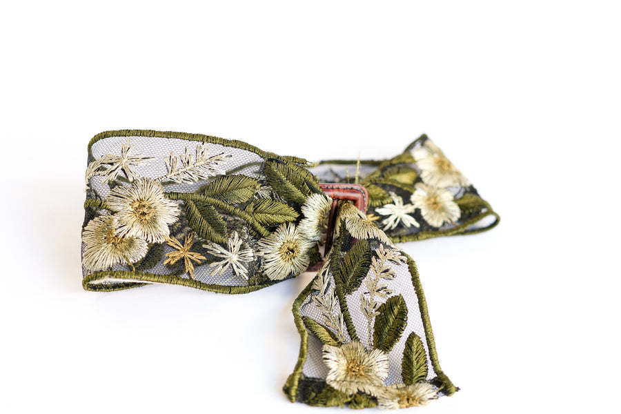 Summer skin belt choker (olive flowers)