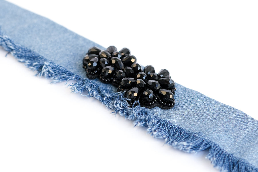 Black dahlia denim choker