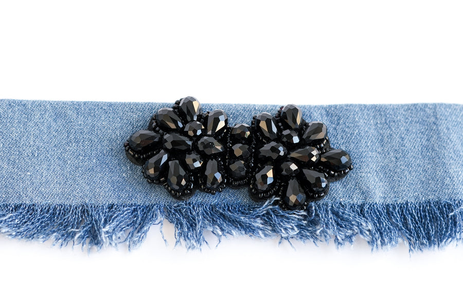 Black dahlia denim choker
