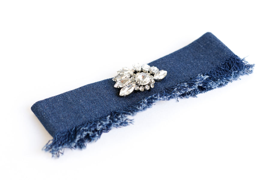 White likes denim choker necklace