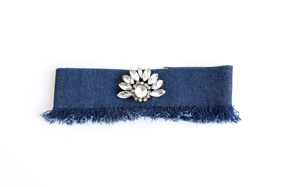 White likes denim choker necklace