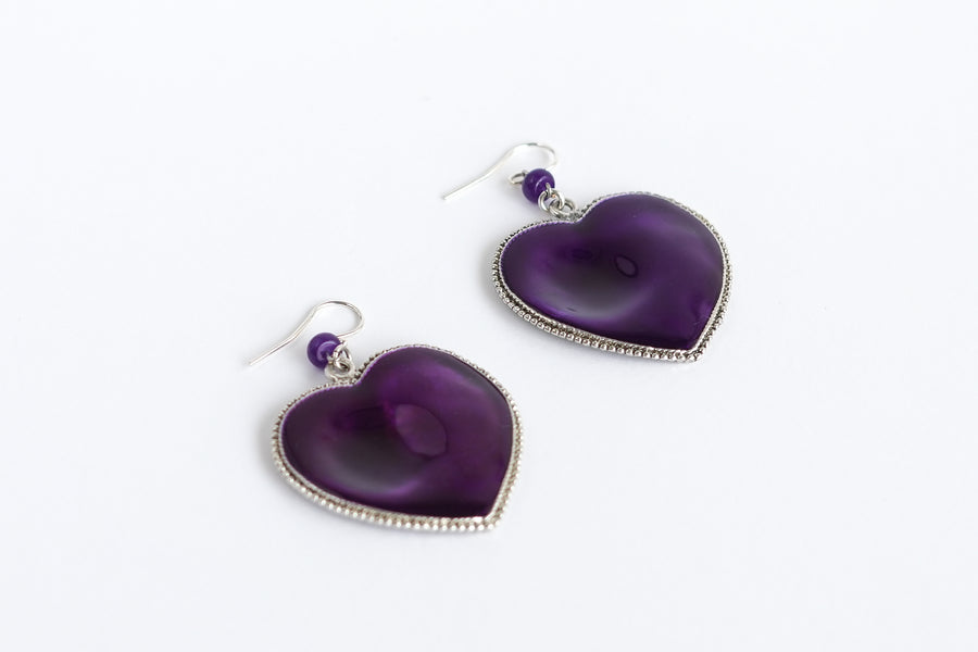 Deep in colors heart earrings