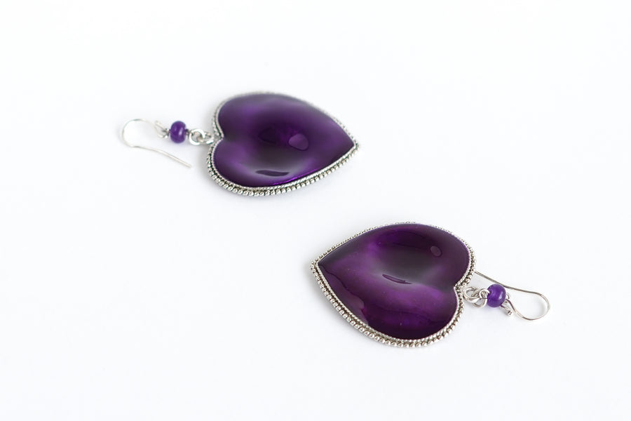 Deep in colors heart earrings