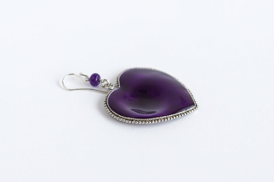 Deep in colors heart earrings