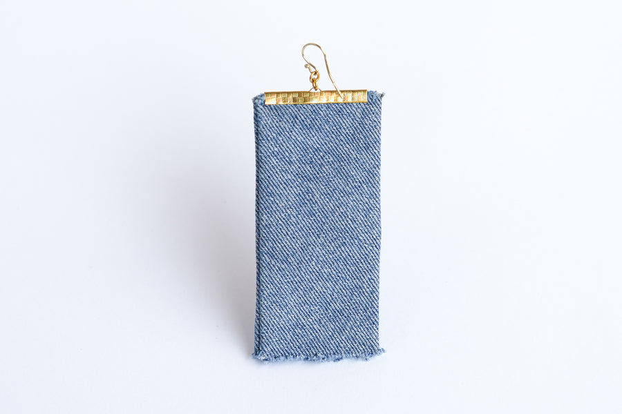 Knitted world denim earrings