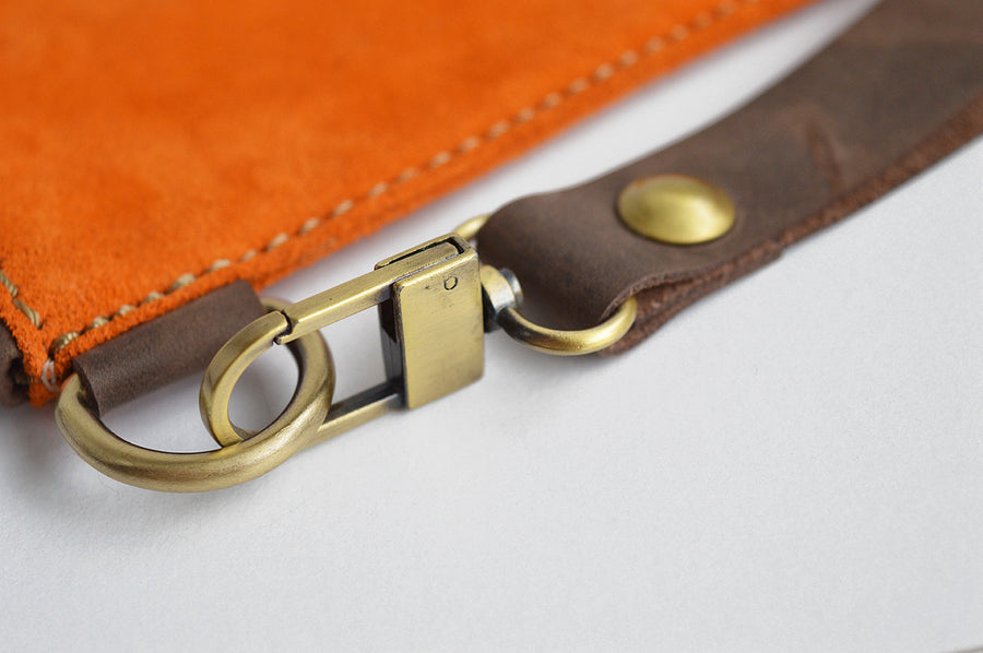 Suede orange clutch