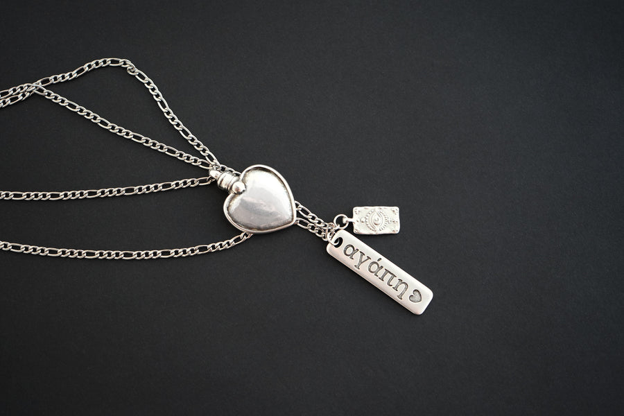 Silver love ray double necklace