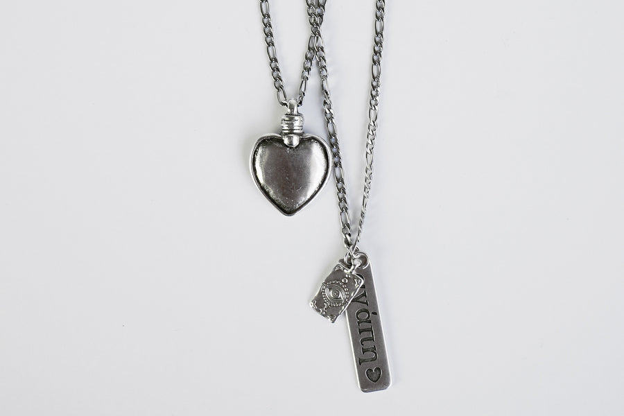 Silver love ray double necklace
