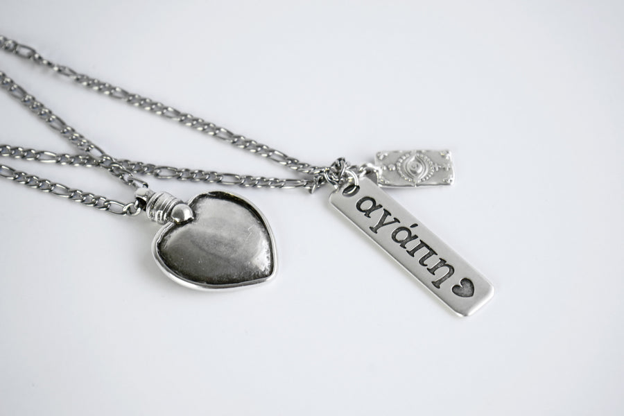 Silver love ray double necklace