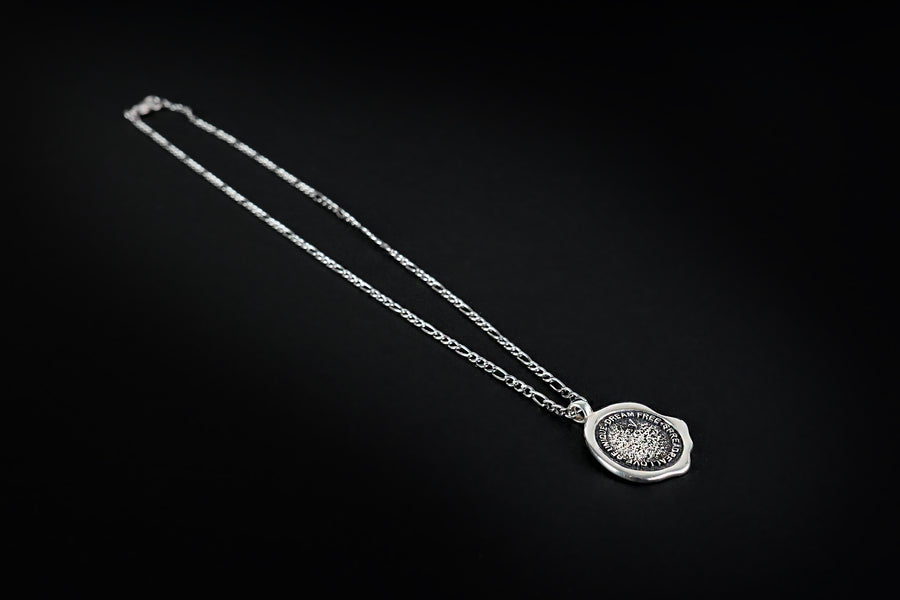 Authentication stamp silver necklace