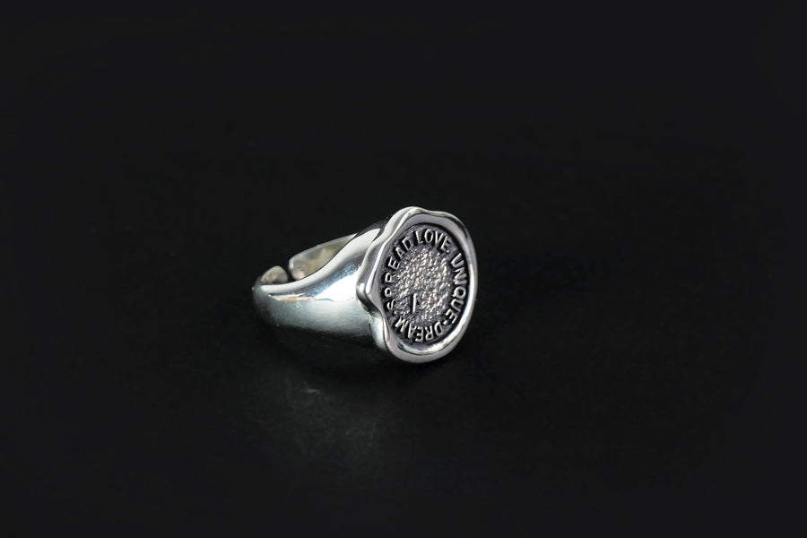 Authentication stamp silver ring